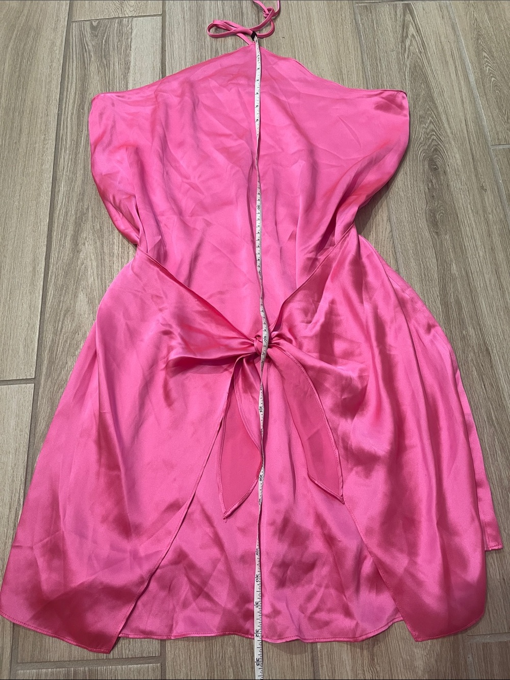 NWT Amanda Uprichard Marrone Silk Halter Mini Dress Pink Rose Ribbon Sz M - Picture 13 of 13